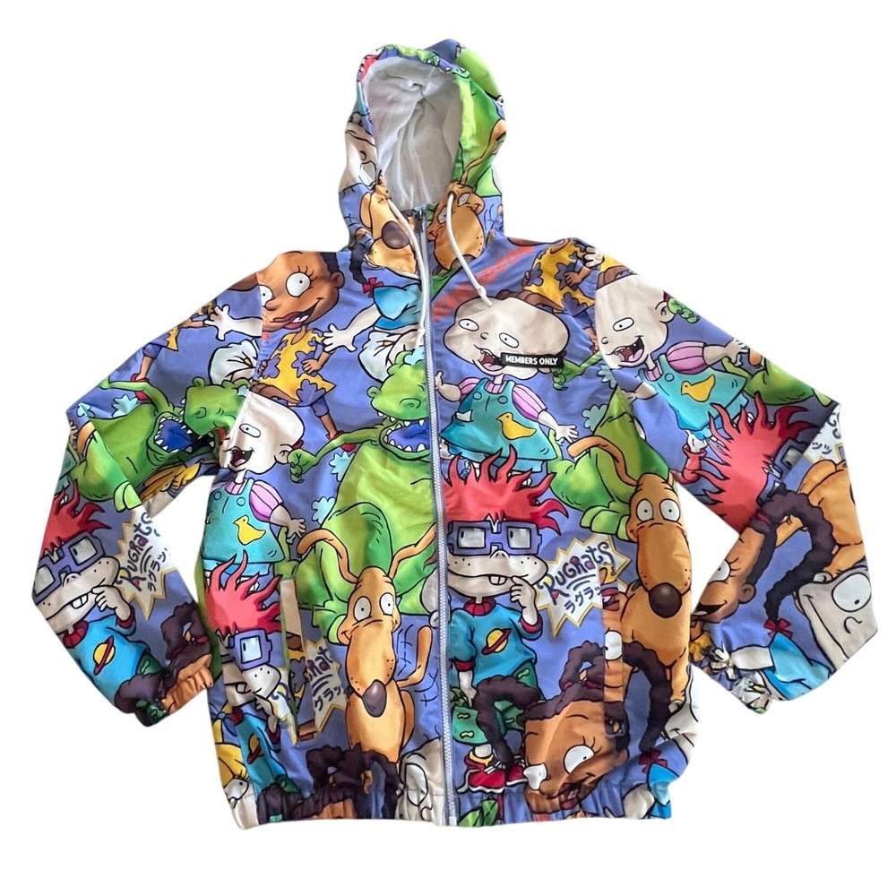 Members Only Rugrats Jacket Mens M Multi Color Windbreaker Nickelodeon 90s Retro